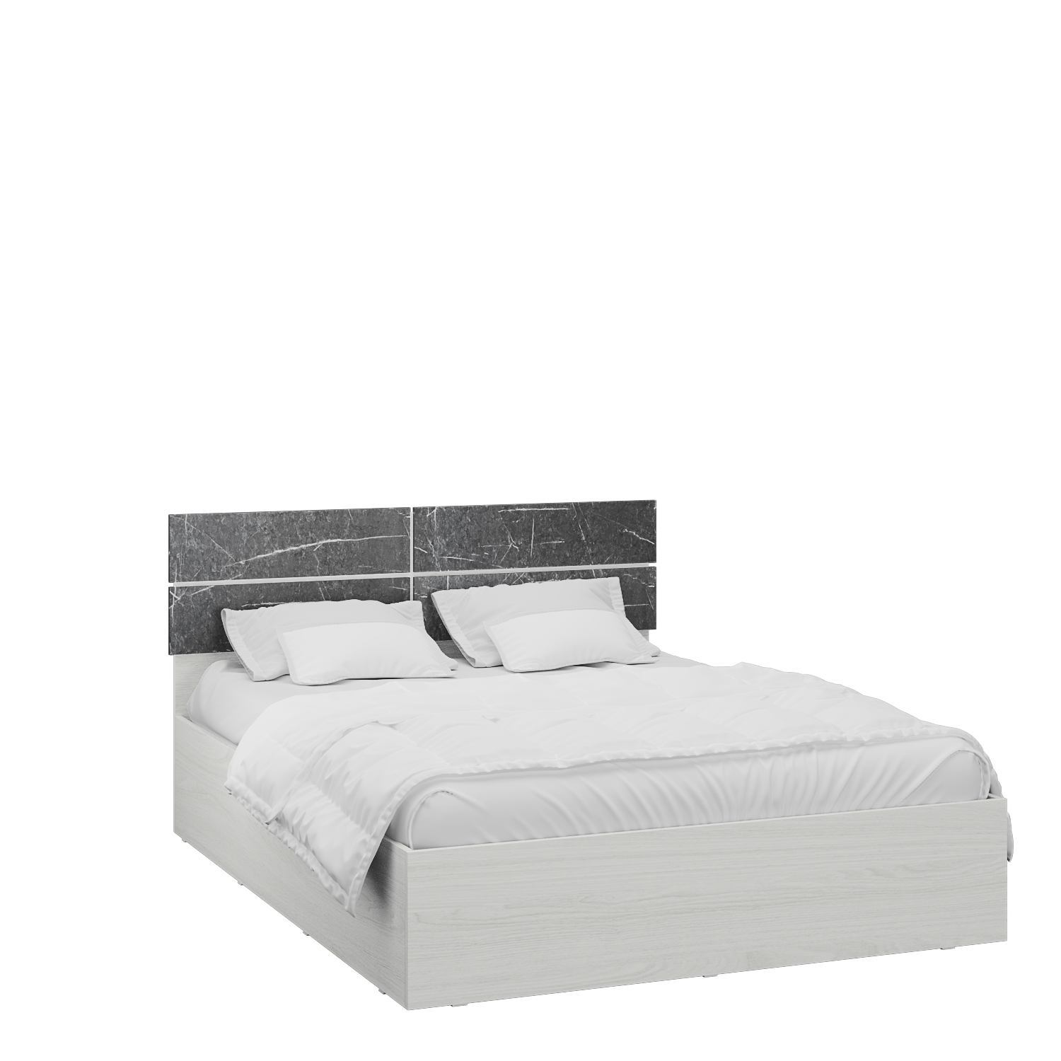 Спальня Теана корпус кровати (1,4м) ясень анкор темный/МДФ мрамор лайт