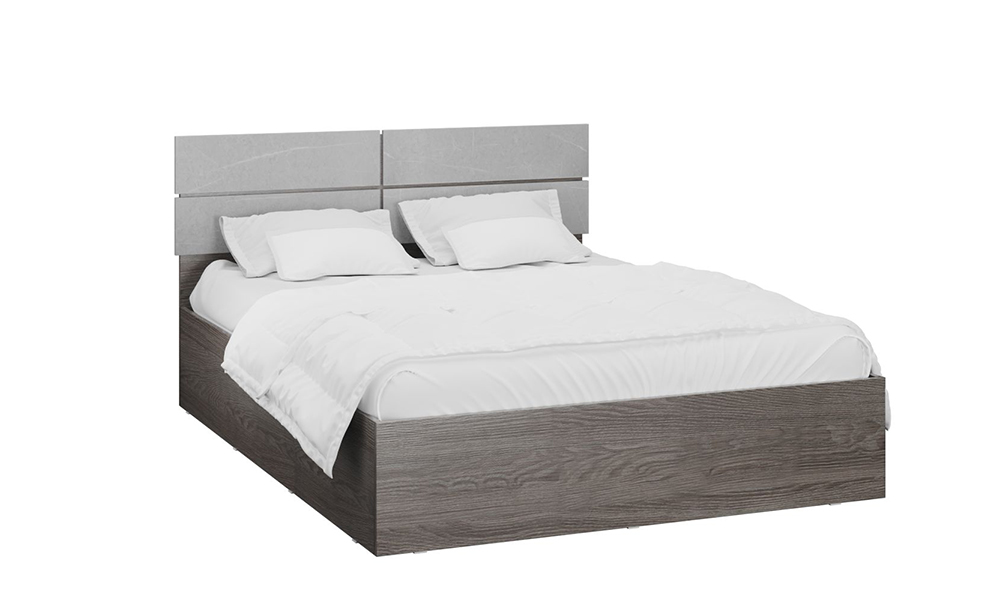 Спальня Теана корпус кровати (1,6м) ясень анкор светлый/МДФ мрамор дарк