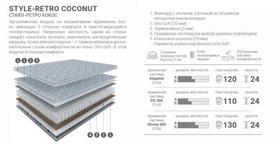 Матрас 140*200 Ретро Кокос PS-500
